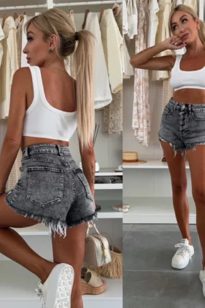 RUSH DŽINSINIAI ŠORTAI GRAFITO SPALVOS