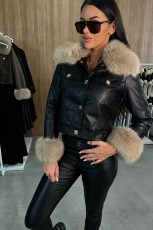 striukė, eko oda su kailiu