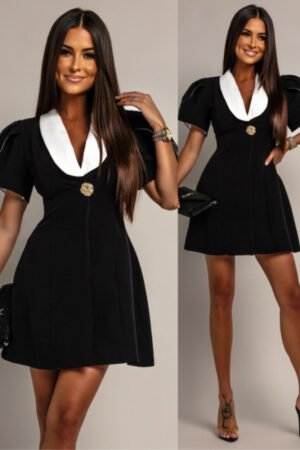 Elegantiška juoda „demorie“ mini suknelė