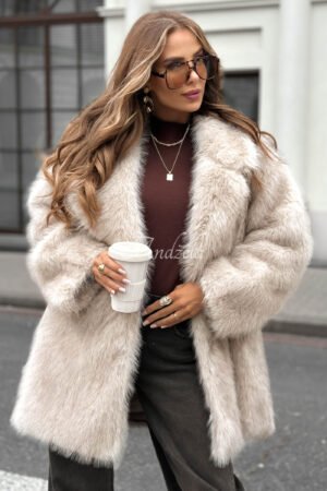 dirbtinio kailio apykaklės paltas