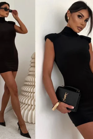 ELITINĖ VISKOZINĖ MINI SUKNELĖ JUODA