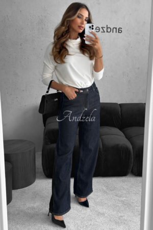 Plačių klešnių džinsai „Red Flag“, tamsiai mėlyni