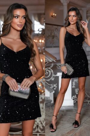 Mini juoda suknelė „Succession