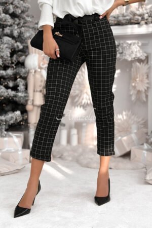 Juodos viskozės languotos kelnės „Little Squares“